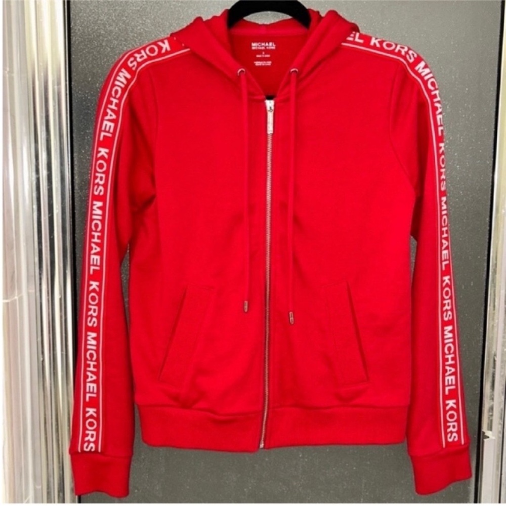 ❤️‍🔥FIRM PRICE❤️‍🔥NWOT MICHAEL KORS Logo Tape Stretch Jacket - Picture 2 of 14